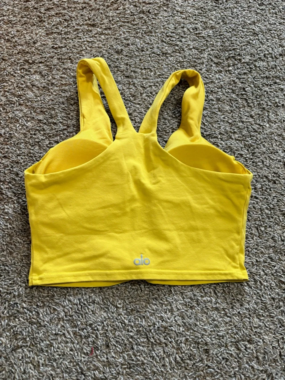 ALO Yoga Airbrush Real Tank Lemon Yellow Racerback Tank Top - Picture 10 of 10